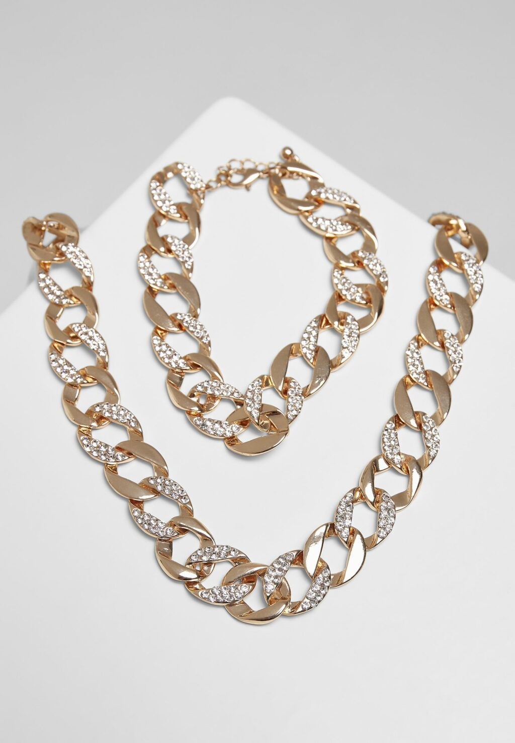 Basic Diamond Necklace And Bracelet Set gold one TB4052