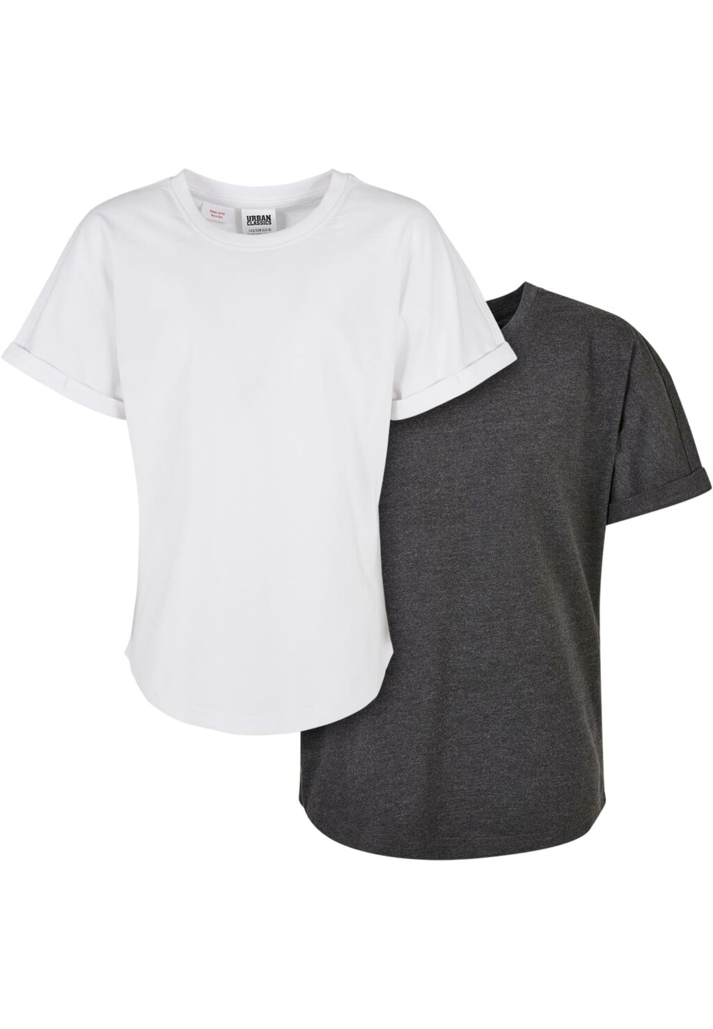 Boys Long Shaped Turnup Tee 2-Pack charcoal+white UCK1561A