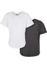 Boys Long Shaped Turnup Tee 2-Pack charcoal+white UCK1561A