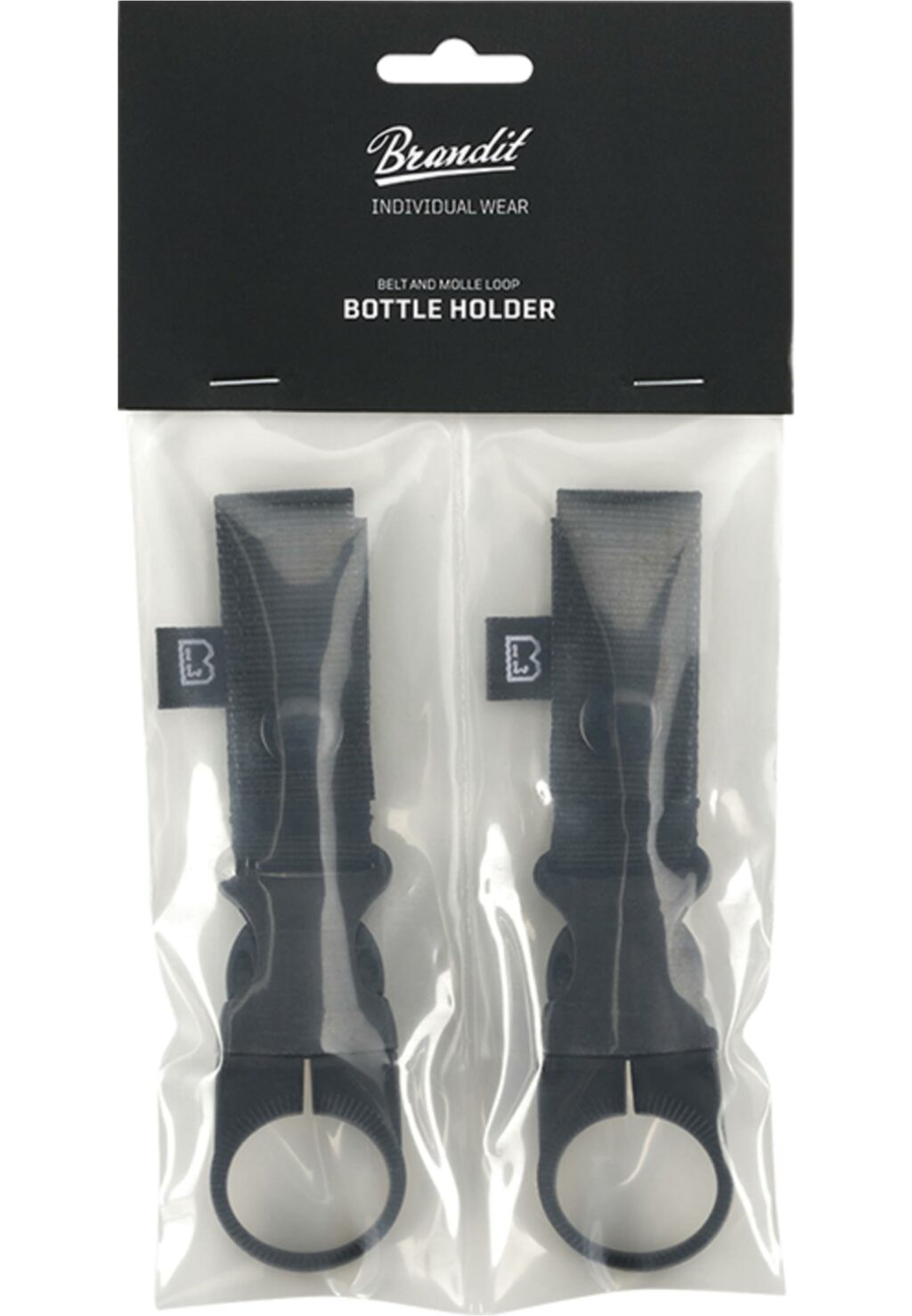 Brandit Belt and Molle Loop Bottle Holder 2-Pack black one BD8080