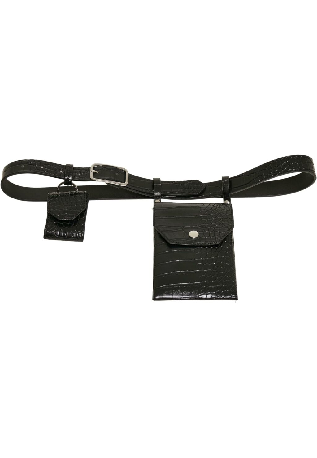 Croco Synthetic Leather Belt With Pouch black/silver TB5135