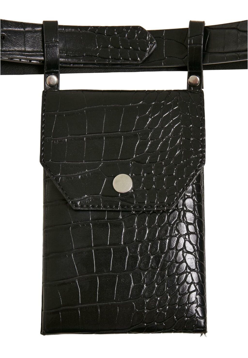 Croco Synthetic Leather Belt With Pouch black/silver TB5135