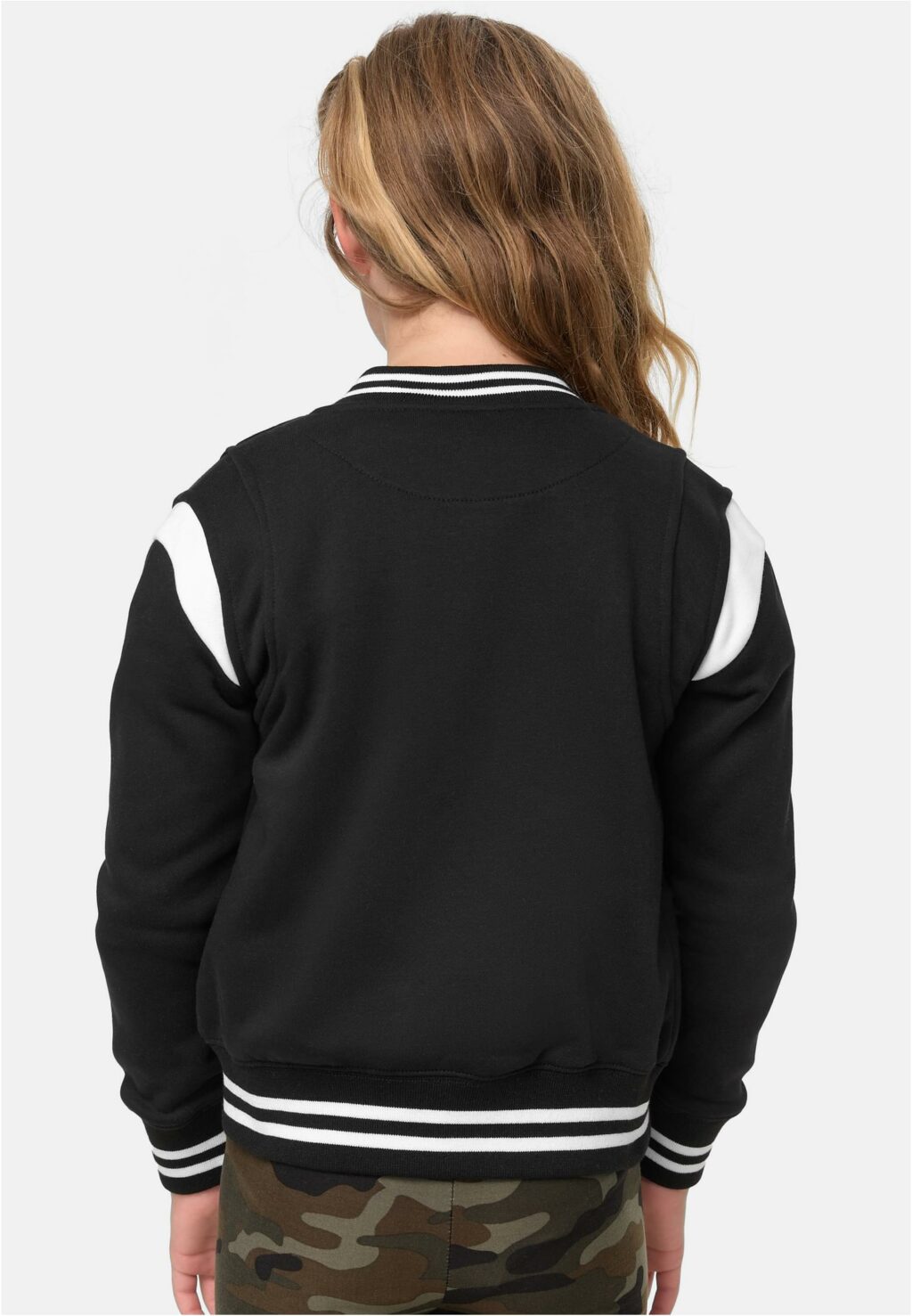 Girls Inset College Sweat Jacket black/white UCK2618