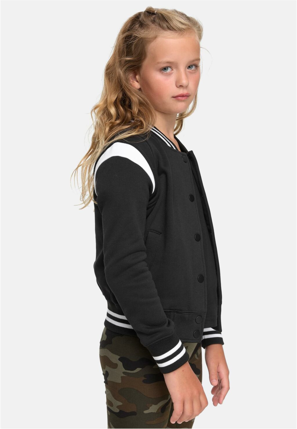Girls Inset College Sweat Jacket black/white UCK2618
