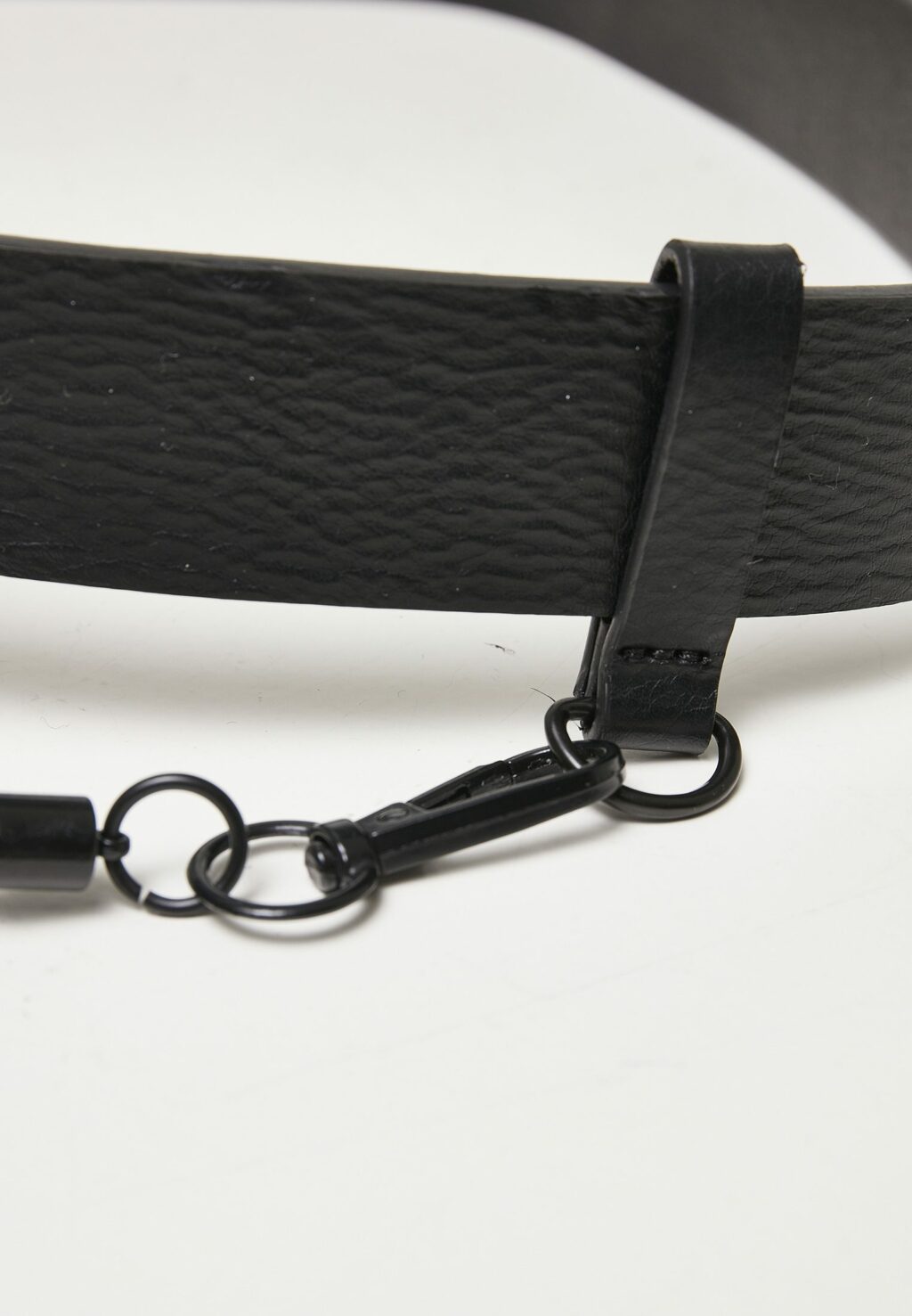 Imitation Leather Belt With Key Chain black TB4638