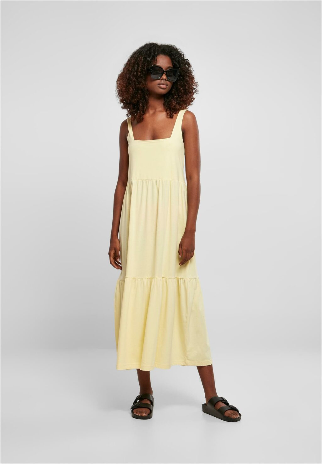Urban Classics Ladies 7/8 Length Valance Summer Dress softyellow TB4784