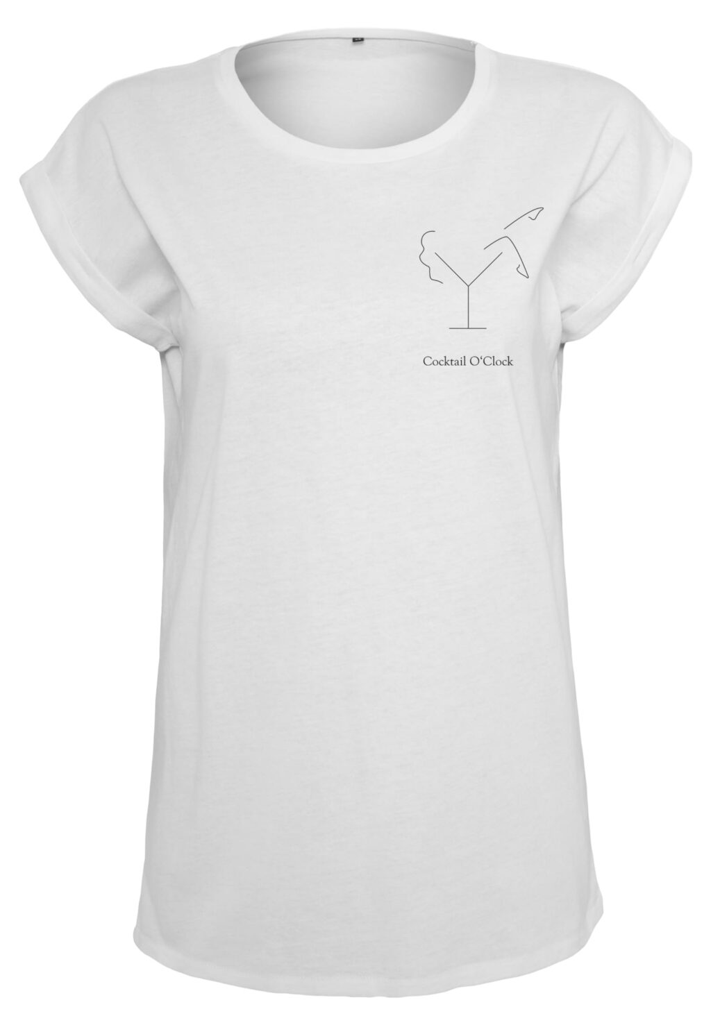 Ladies Cocktail O'Clock Tee T-Shirt Round Neck white MT2396