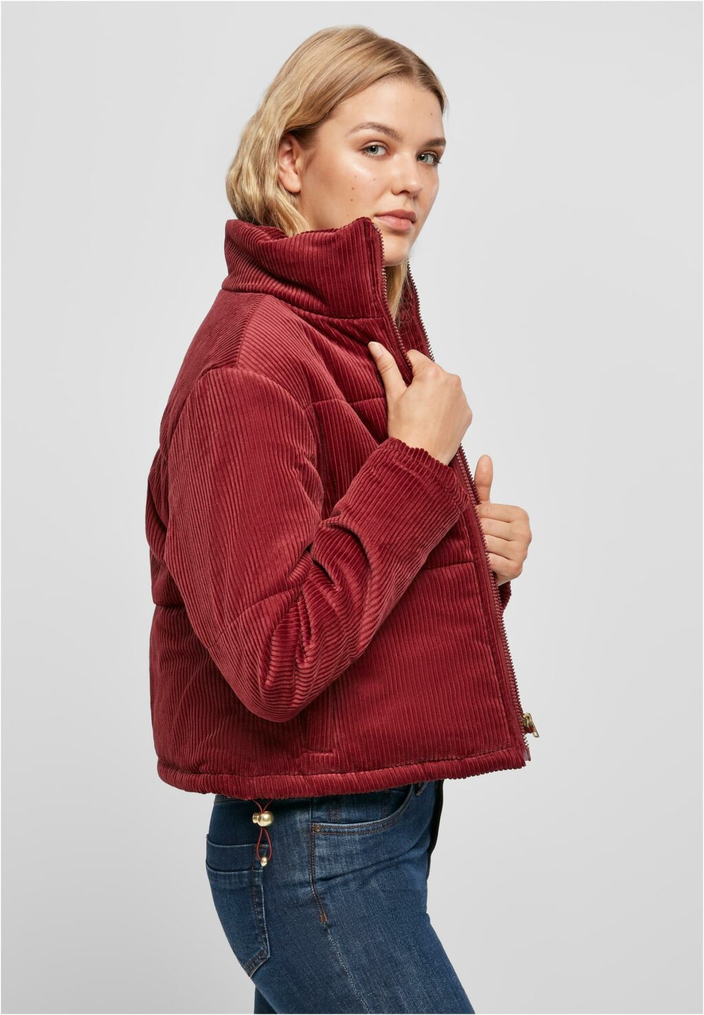 Urban Classics Ladies Corduroy Puffer Jacket burgundy TB3769