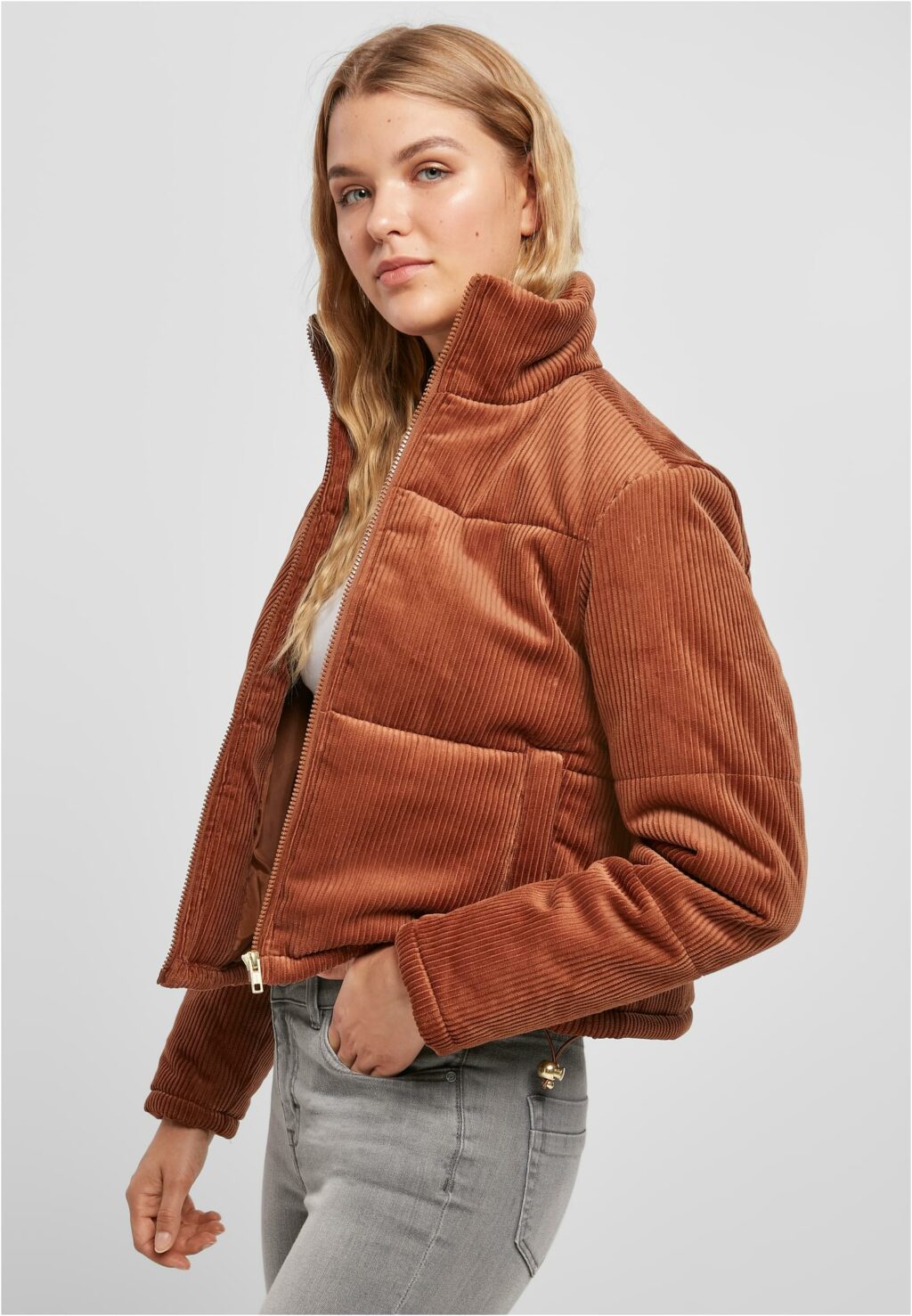 Urban Classics Ladies Corduroy Puffer Jacket toffee TB3769