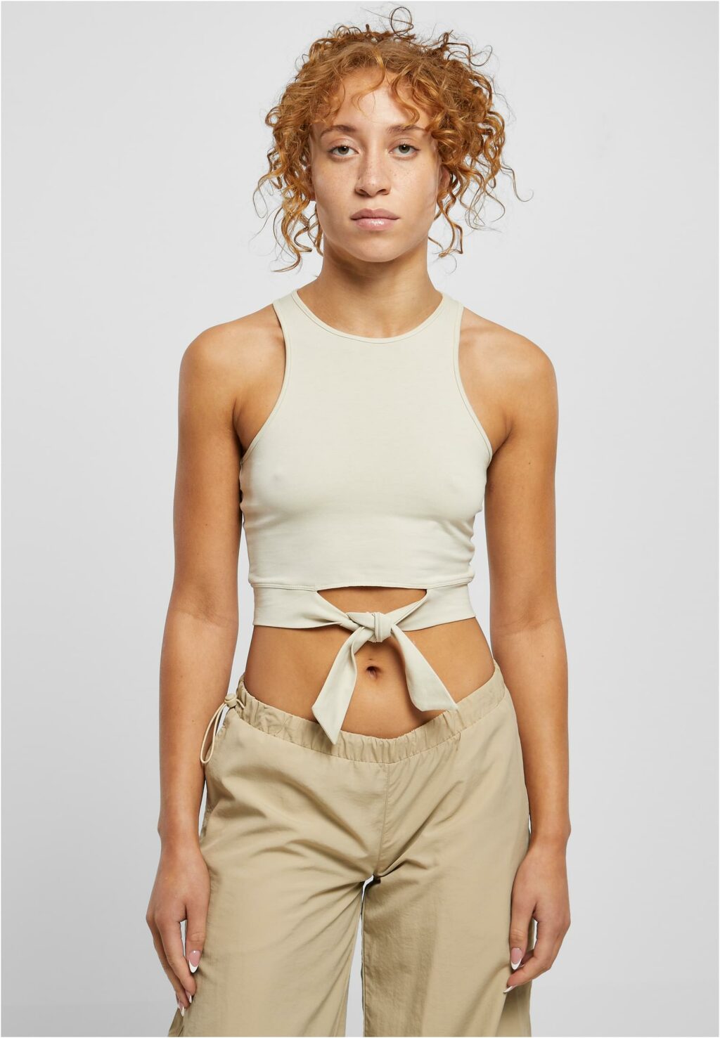 Urban Classics Ladies Cropped Knot Top softseagrass TB6048