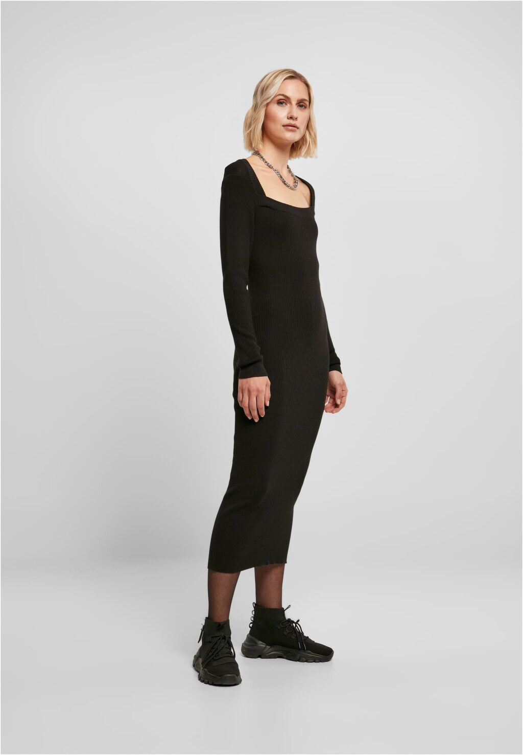 Urban Classics Ladies Long Knit Dress black TB4526
