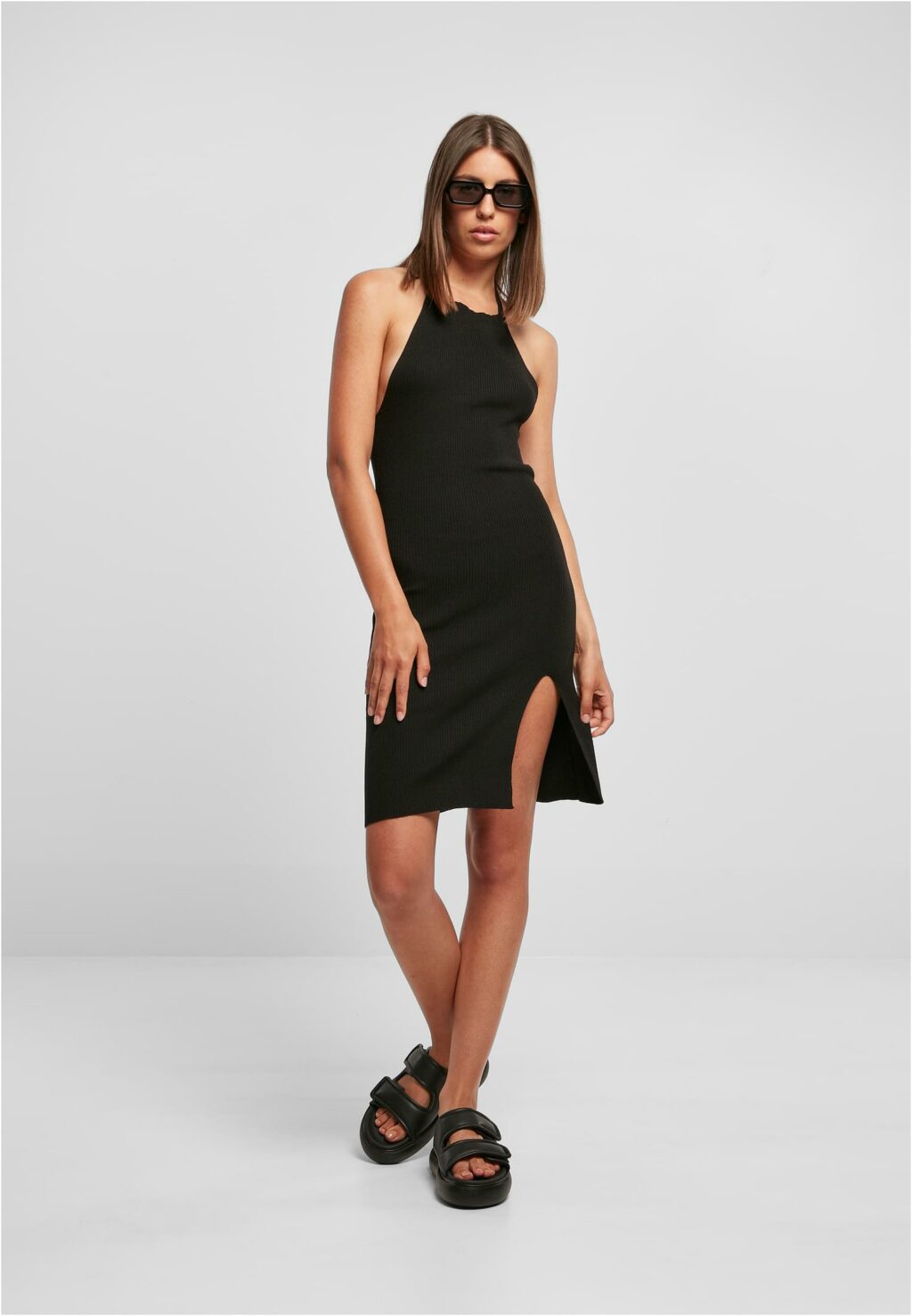 Urban Classics Ladies Rib Knit Neckholder Dress black TB5494
