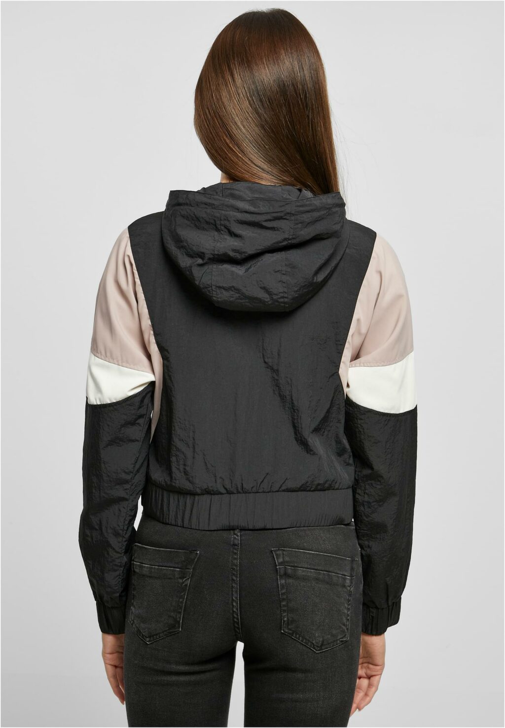 Urban Classics Ladies Short 3-Tone Crinkle Jacket black/duskrose/whitesand TB6025