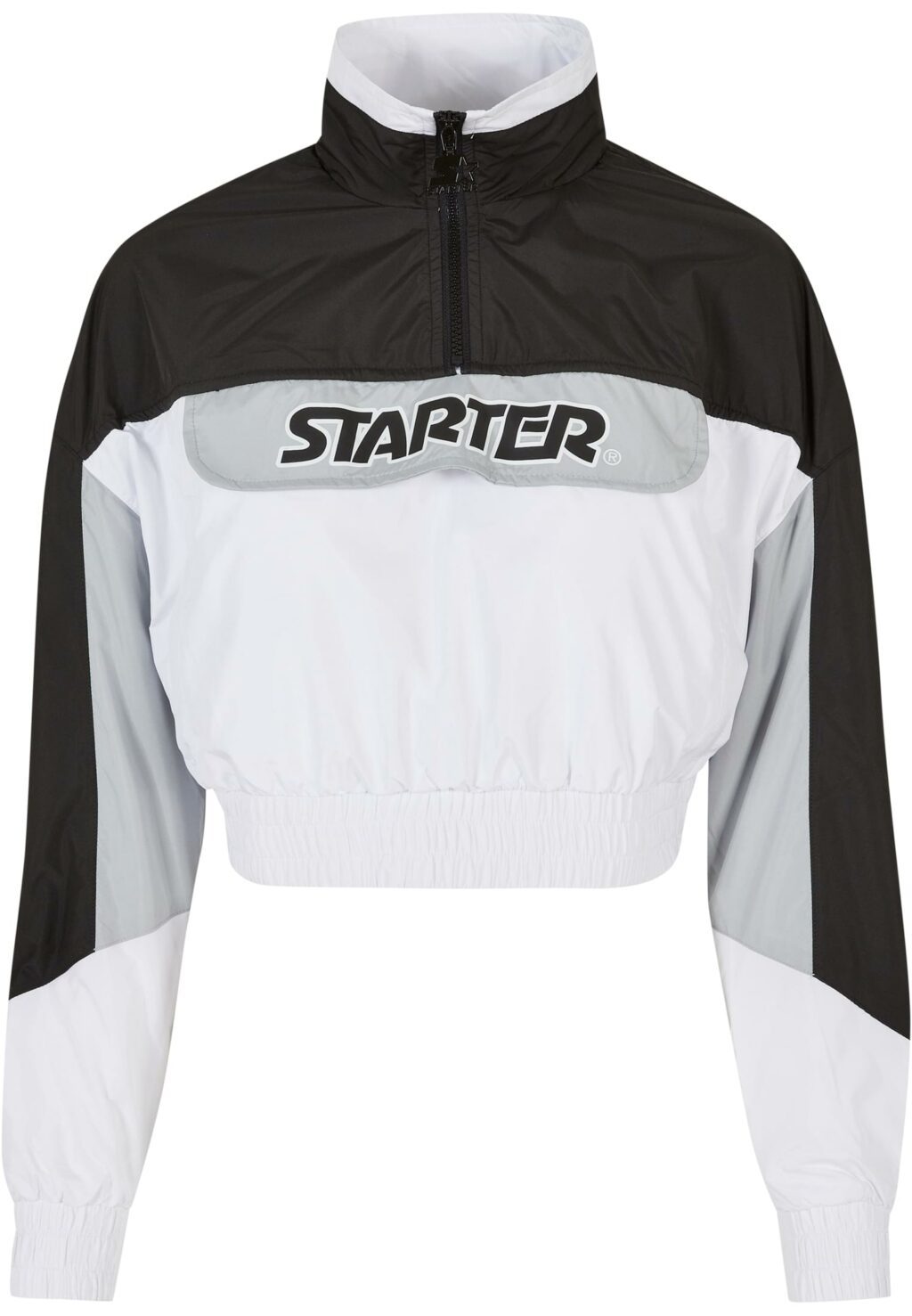 Ladies Starter Colorblock Pull Over Jacket black/white ST171