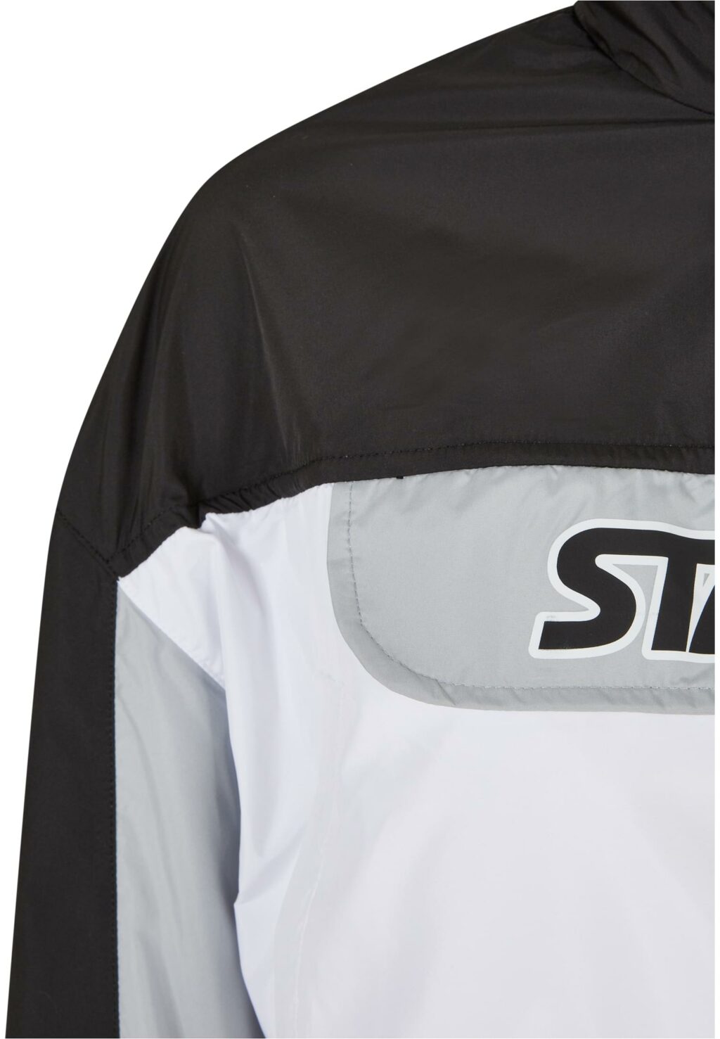 Ladies Starter Colorblock Pull Over Jacket black/white ST171