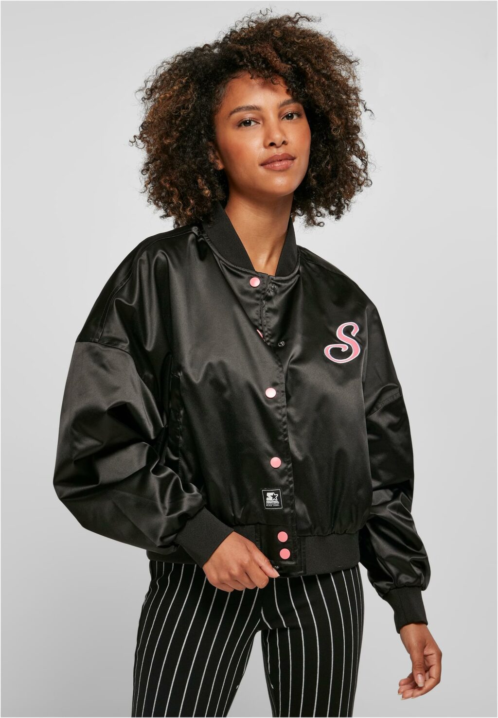 Ladies Starter Satin College Jacket black ST227