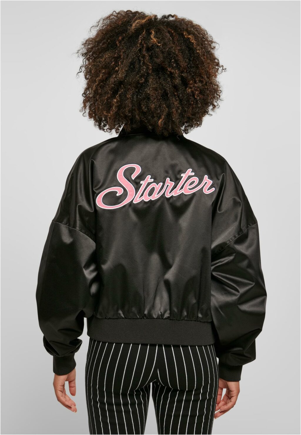 Ladies Starter Satin College Jacket black ST227