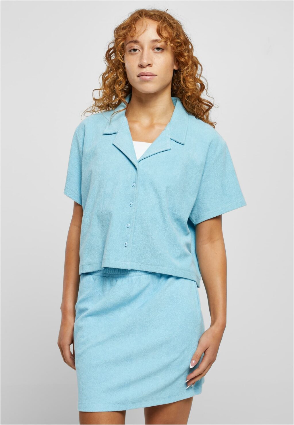 Urban Classics Ladies Towel Resort Shirt balticblue TB5981