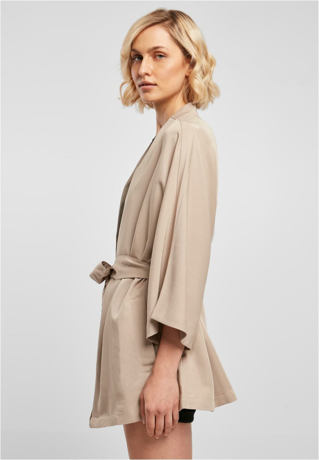 Urban Classics Ladies Viscose Twill Kimono Coat softtaupe TB4780