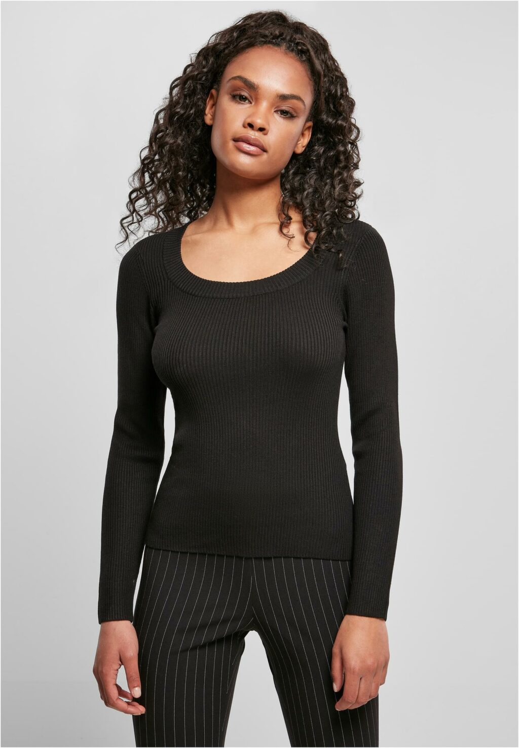 Urban Classics Ladies Wide Neckline Sweater black TB4548