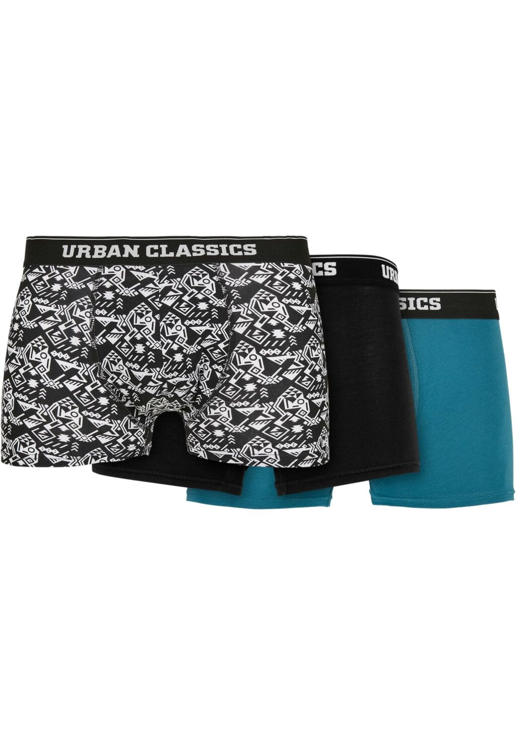 Urban Classics Organic Boxer Shorts 3-Pack detail aop/black/jasper TB3838