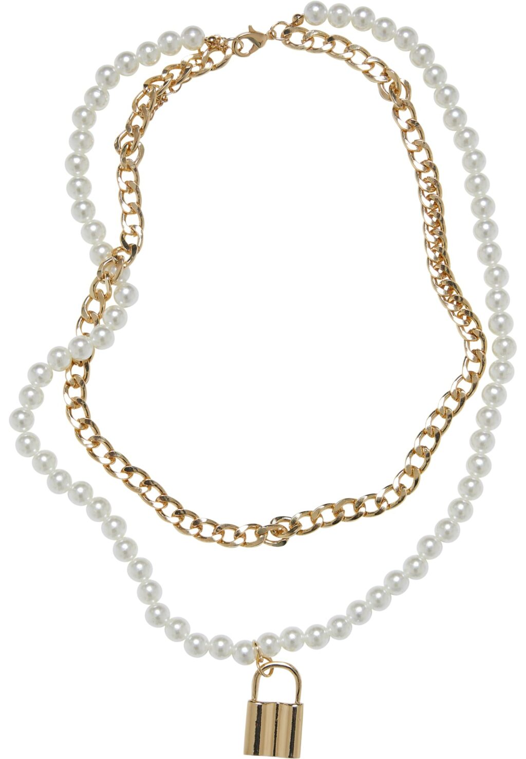 Padlock Pearl Layering Necklace gold one TB6464
