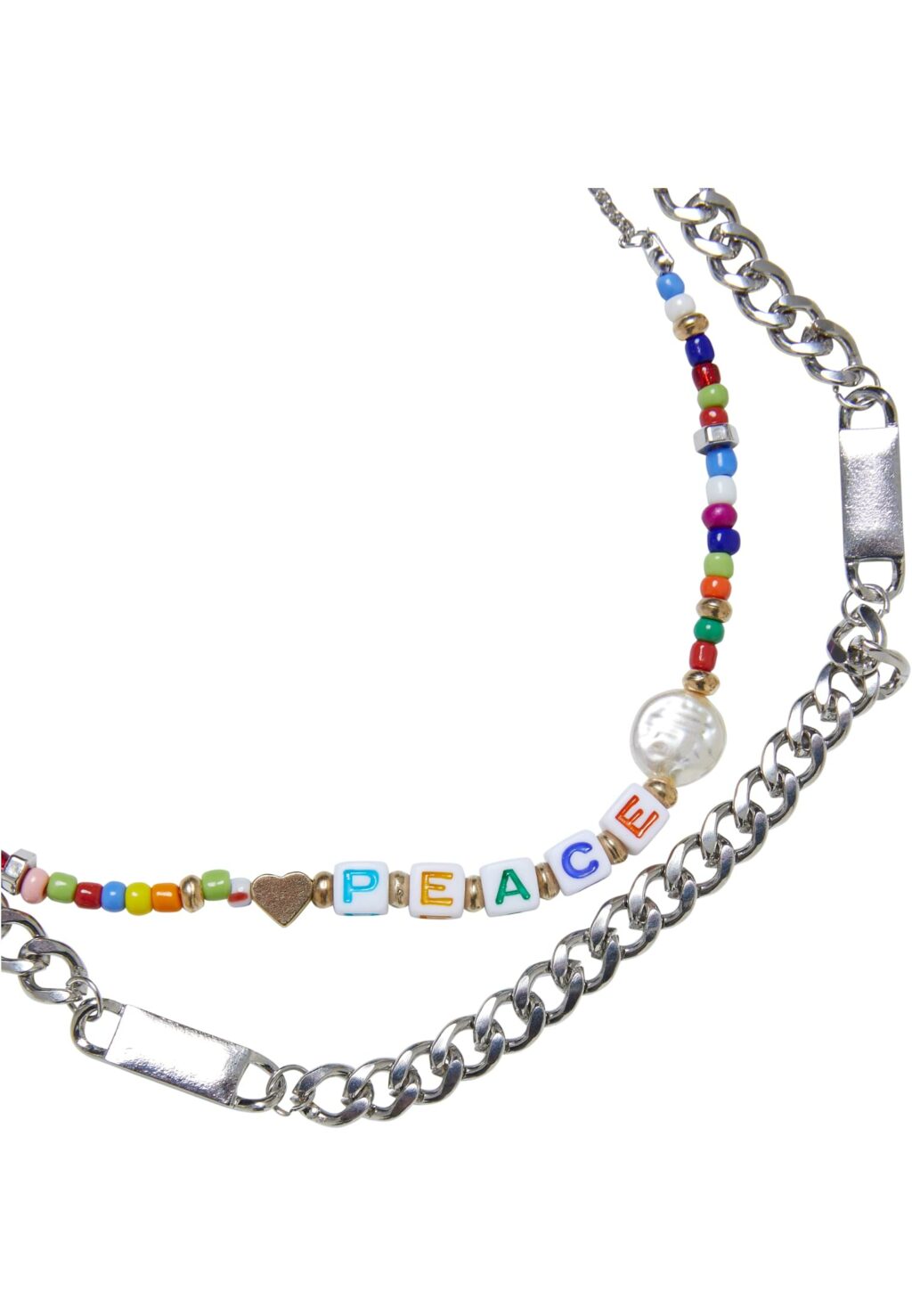 Peace Bead Layering Necklace 2-Pack silver one TB6467