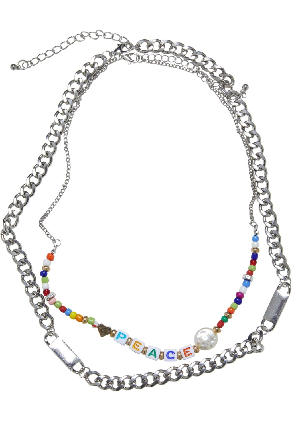 Peace Bead Layering Necklace 2-Pack silver one TB6467