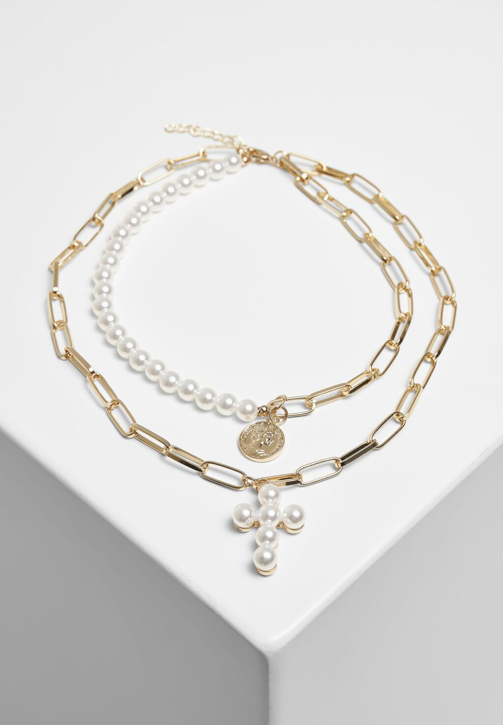 Pearl Cross Layering Necklace pearlwhite/gold one TB4187