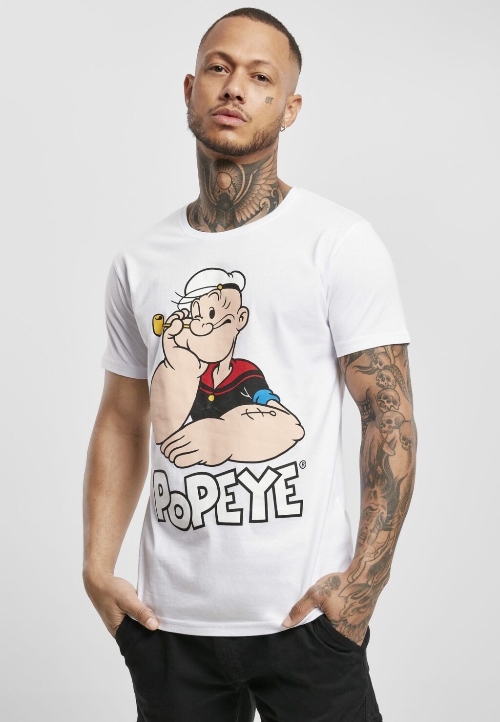 Popeye Logo And Pose Tee white MC622