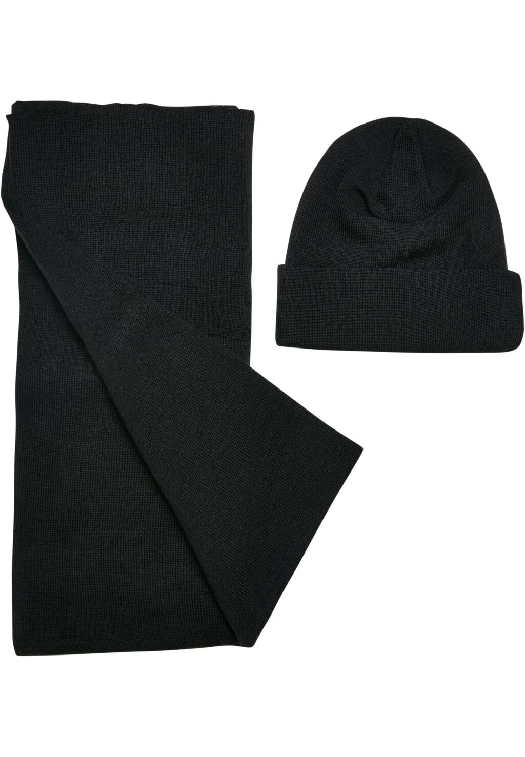 Recycled Basic Beanie and Scarf Set black one TB5673