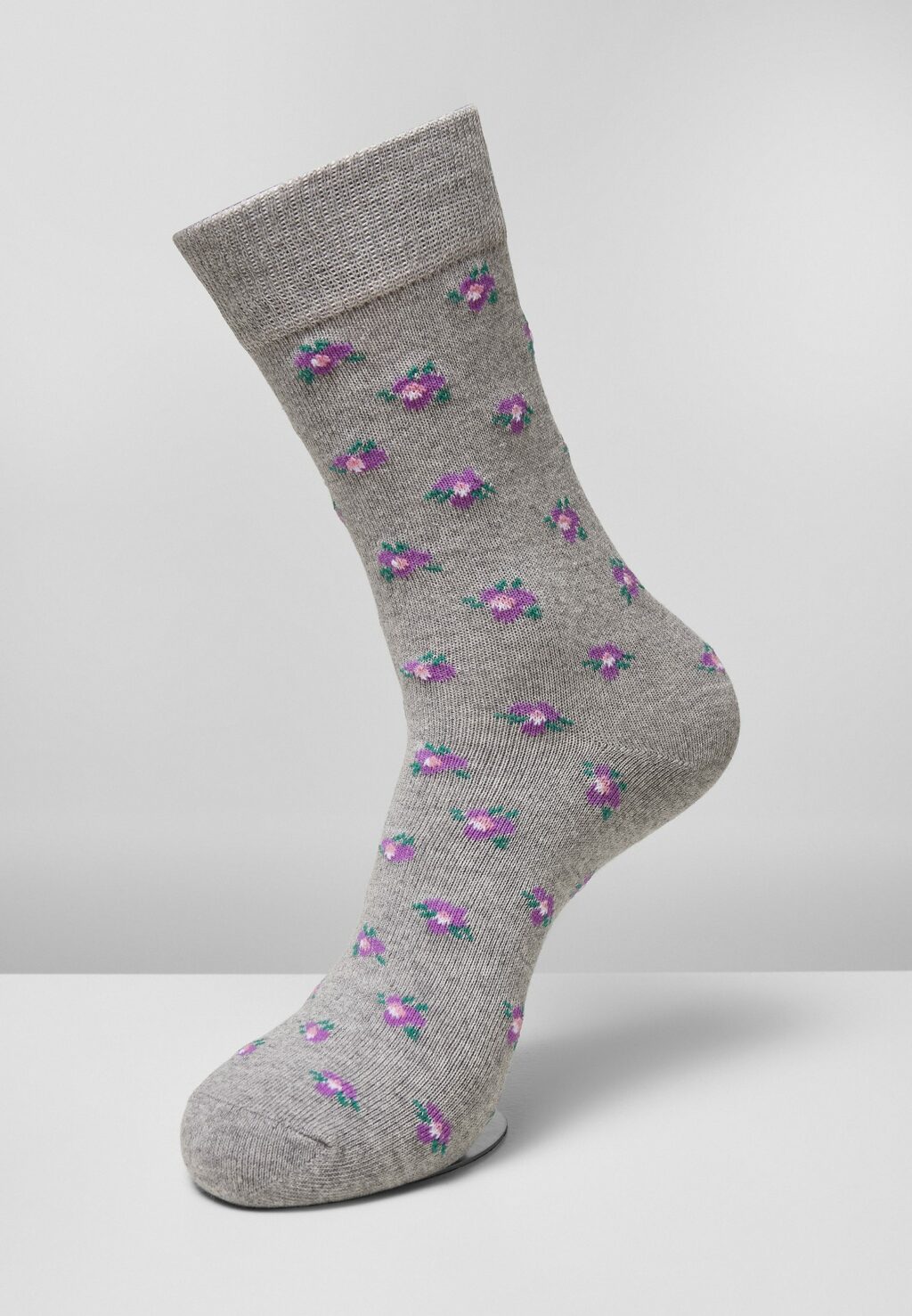 Recycled Yarn Flower Socks 3-Pack grey+black+white TB4232
