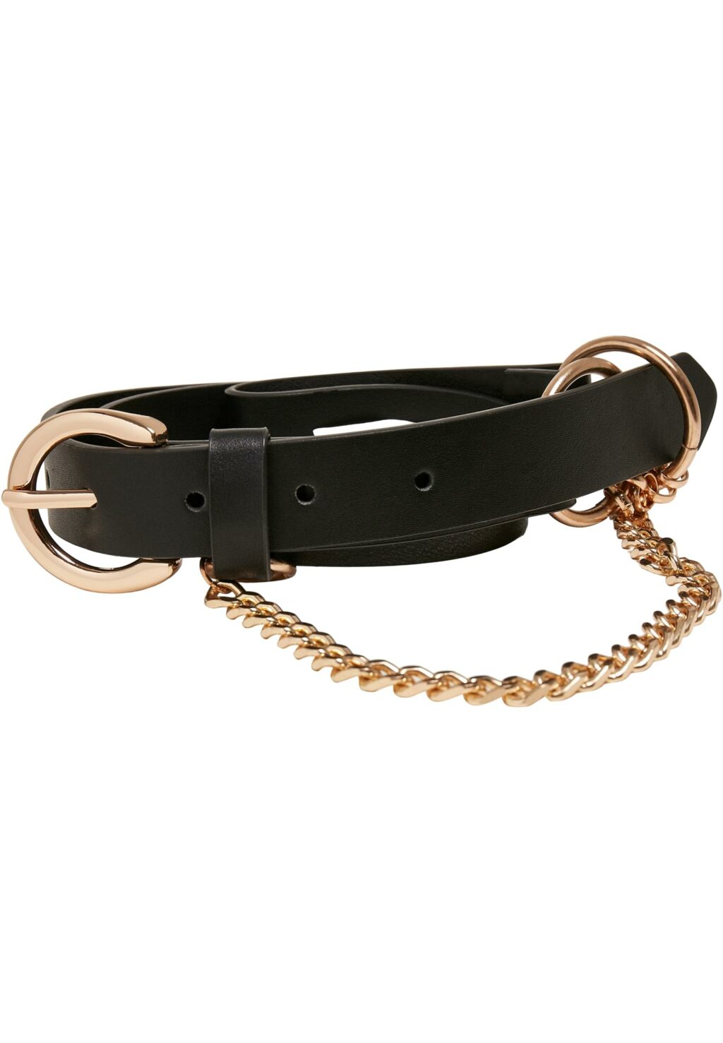 Synthetic Leather Belt With Chain black/gold TB5134