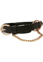 Synthetic Leather Belt With Chain black/gold TB5134