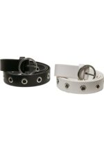 Synthetic Leather Eyelet Belt 2-Pack black/white TB5133