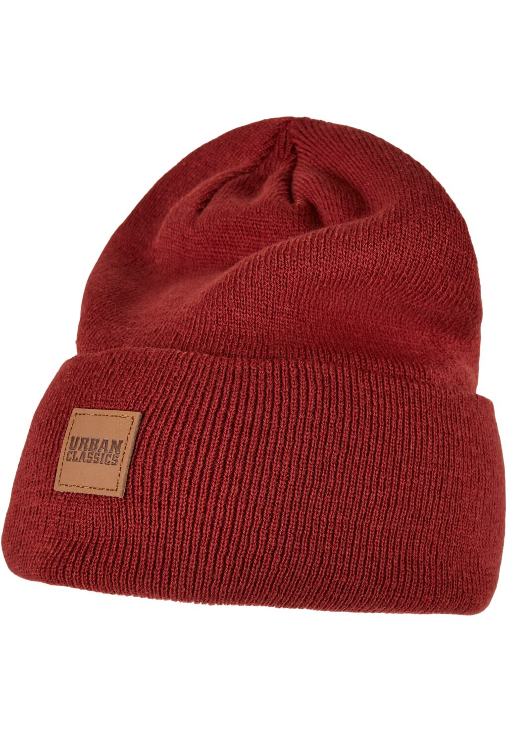 Synthetic Leatherpatch Long Beanie burgundy one TB626