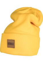 Synthetic Leatherpatch Long Beanie chrome yellow one TB626