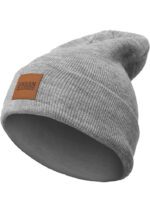Synthetic Leatherpatch Long Beanie grey one TB626