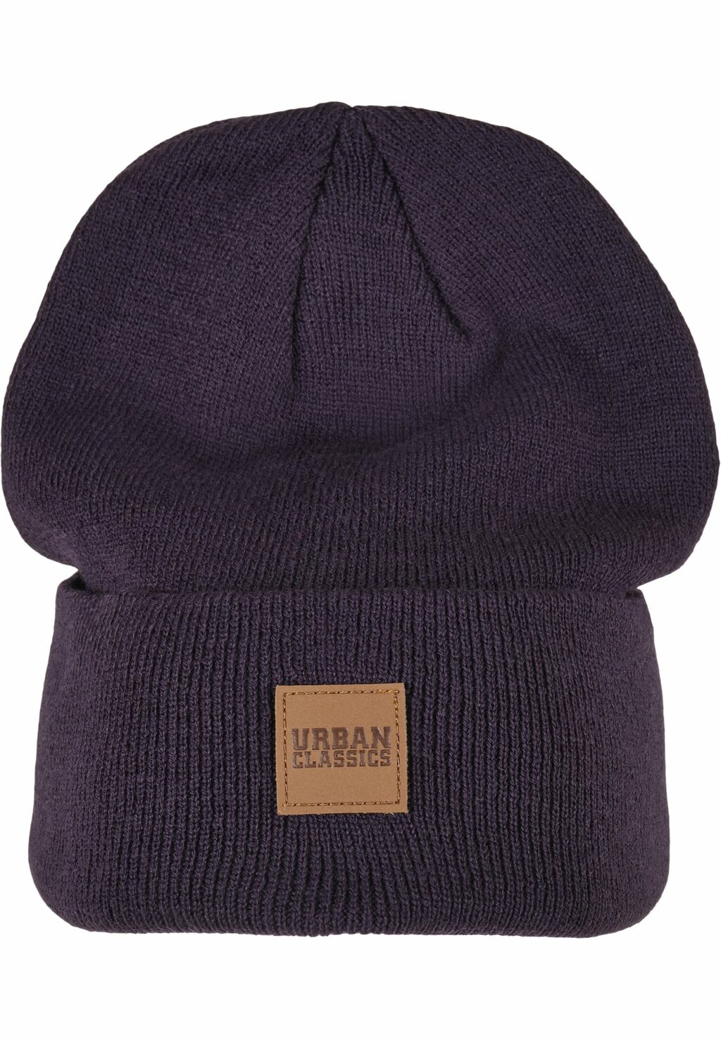 Synthetic Leatherpatch Long Beanie plum one TB626