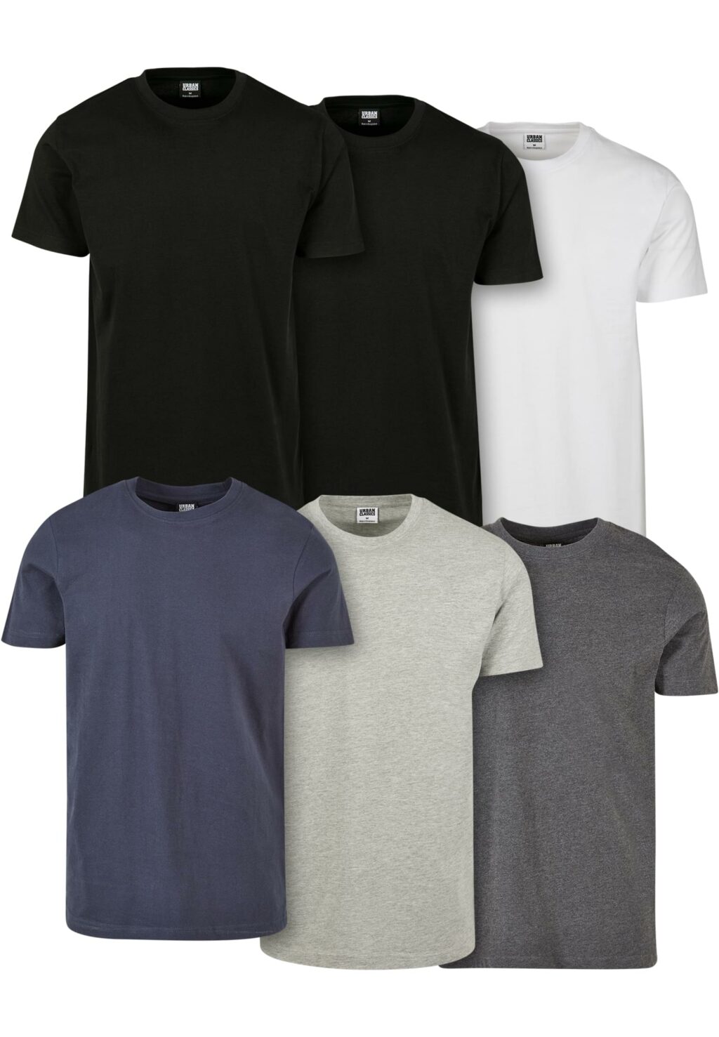 Urban Classics Basic Tee 6-Pack blk/blk/wht/nvy/hthrgry/chrcl TB2684C