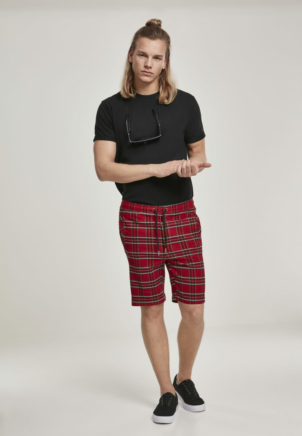 Urban Classics Checker Shorts red/blk TB2898