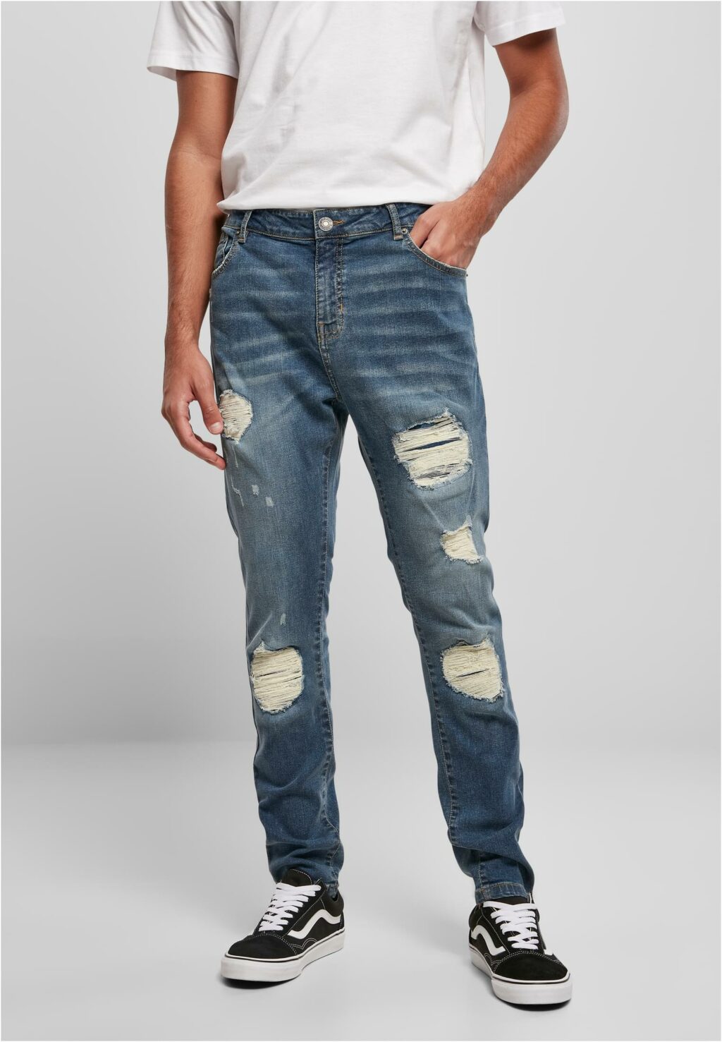 Urban Classics Heavy Destroyed Slim Fit Jeans blue heavy destroyed washed TB4661