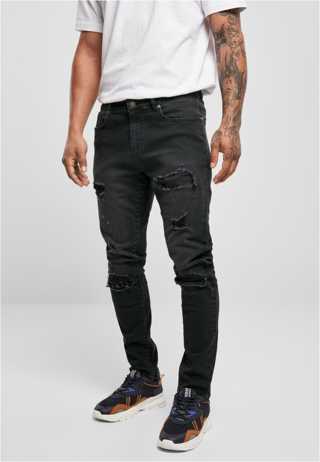 Urban Classics Heavy Destroyed Slim Fit Jeans realblk heavy destroyed washed TB4661
