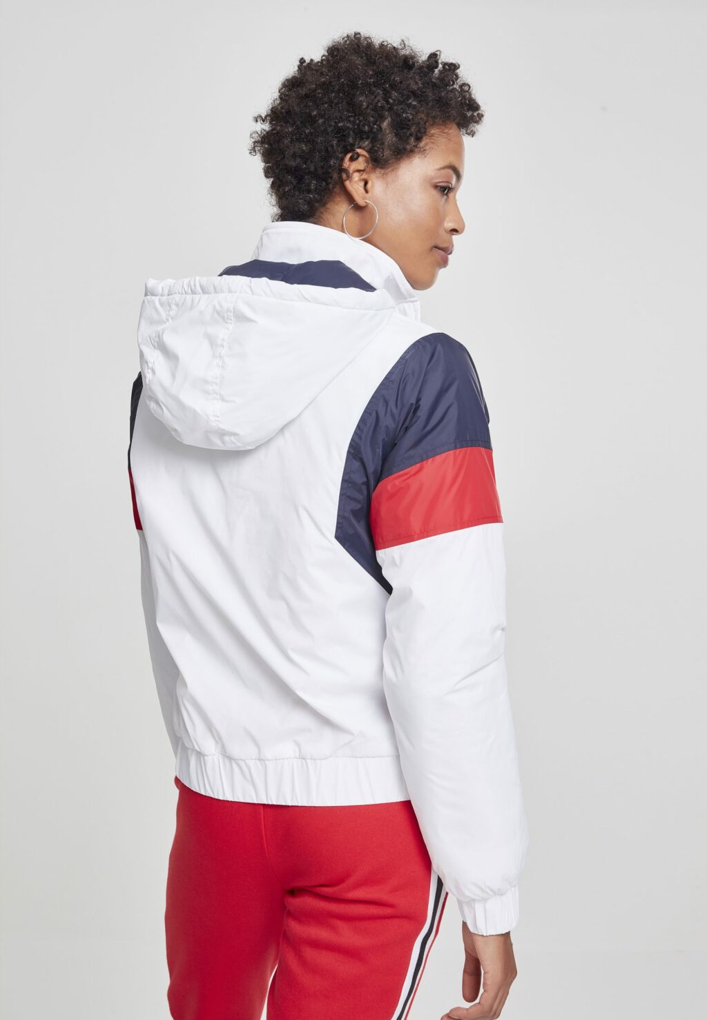 Urban Classics Ladies 3-Tone Padded Pull Over Jacket white/navy/fire red TB2445