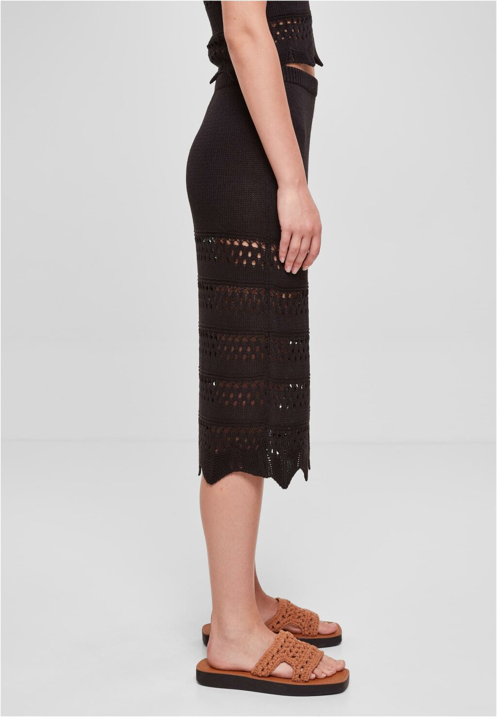 Urban Classics Ladies 3/4 Crochet Knit Skirt black TB5496