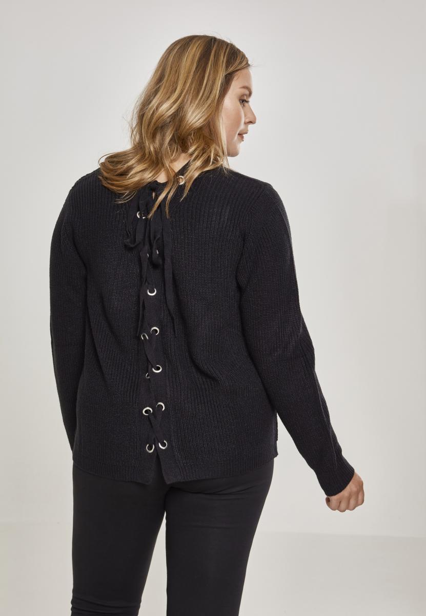 Urban Classics Ladies Back Lace Up Sweater black TB2356