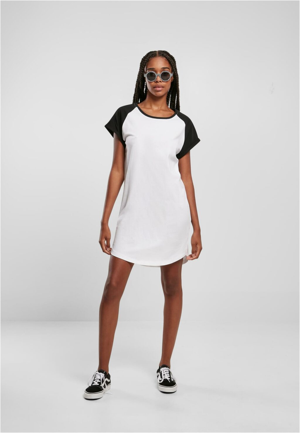 Urban Classics Ladies Contrast Raglan Tee Dress white/black TB5030