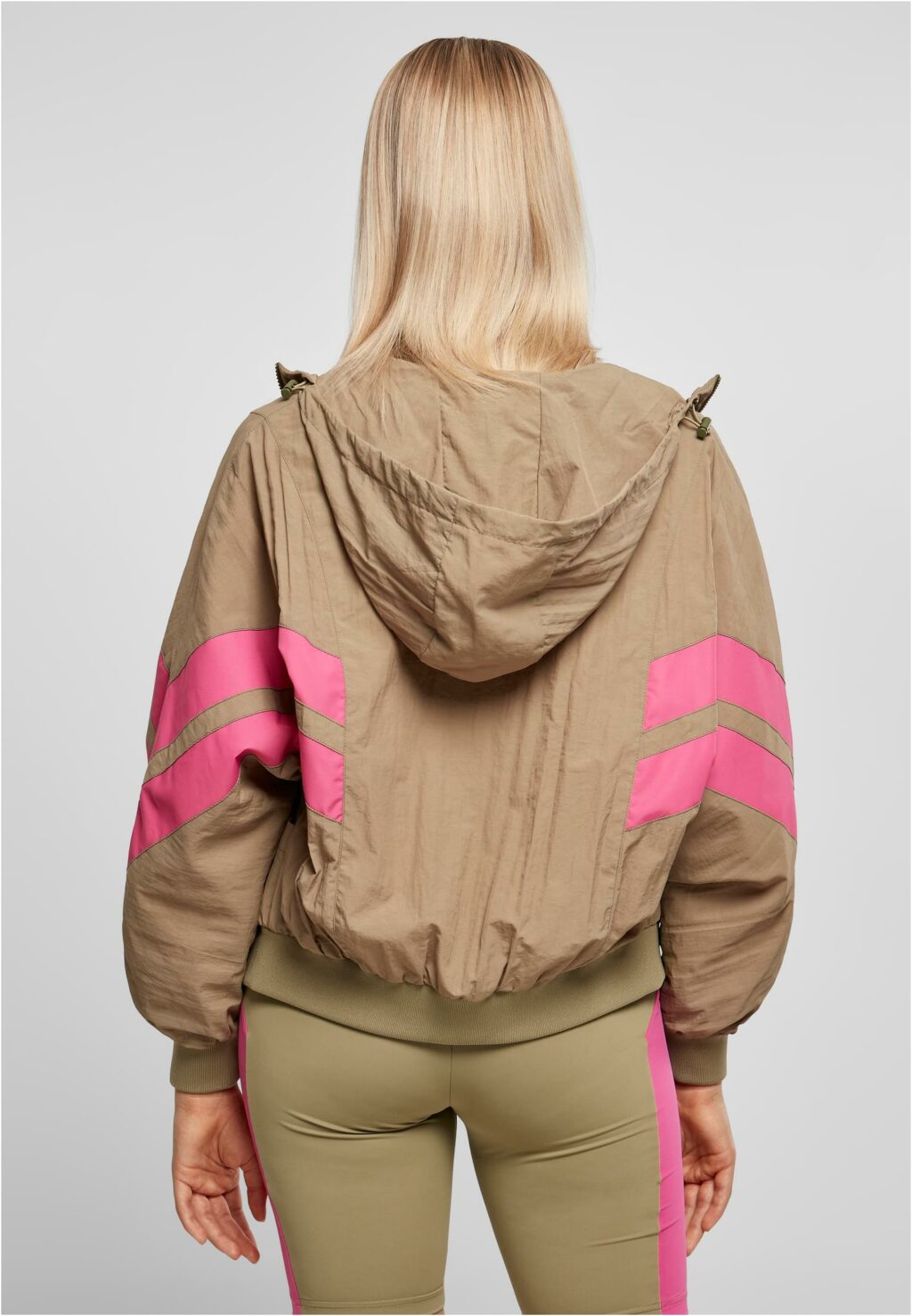 Urban Classics Ladies Crinkle Batwing Jacket khaki/brightviolet TB2664