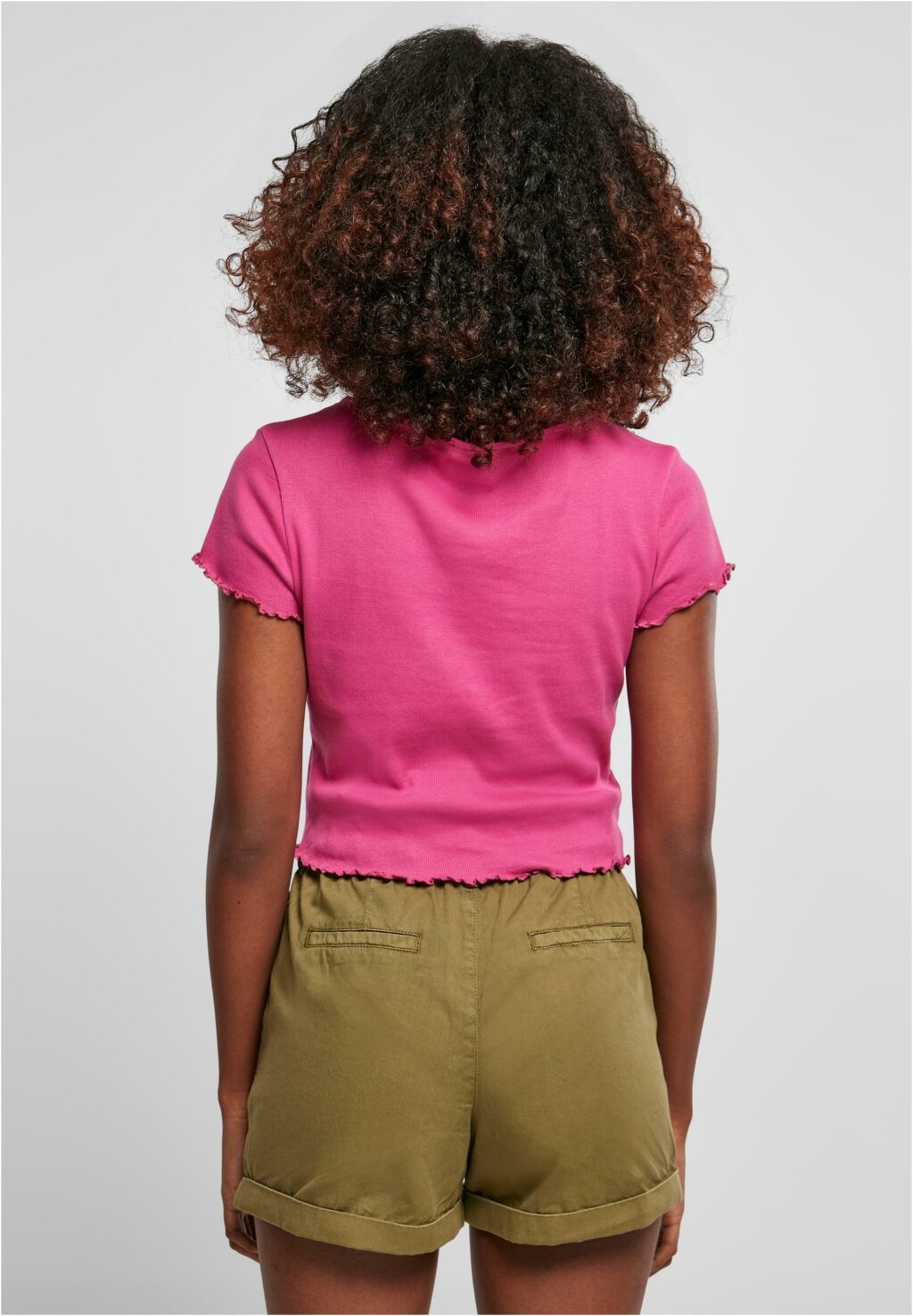 Urban Classics Ladies Cropped Button Up Rib Tee brightviolet TB4103
