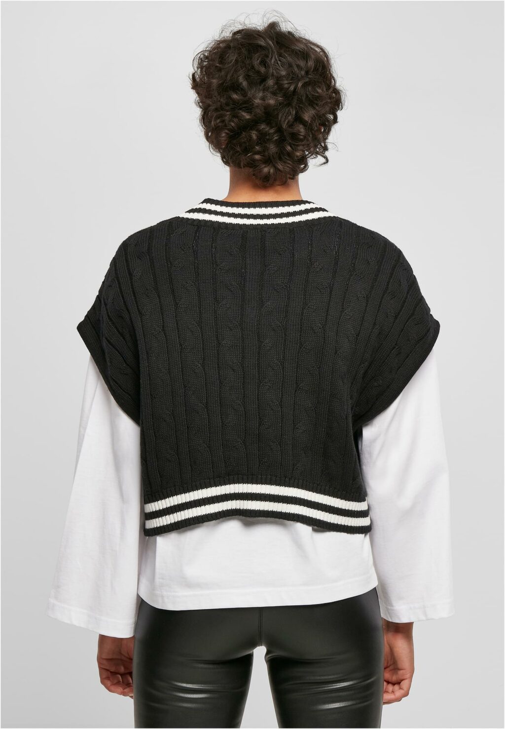 Urban Classics Ladies Cropped Knit College Slipover black TB5090